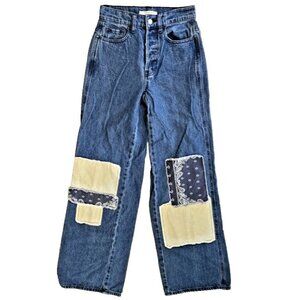 PacSun Eco Bandana Patch High Waisted Baggy Jeans Size 23" 24x32 Y2K
